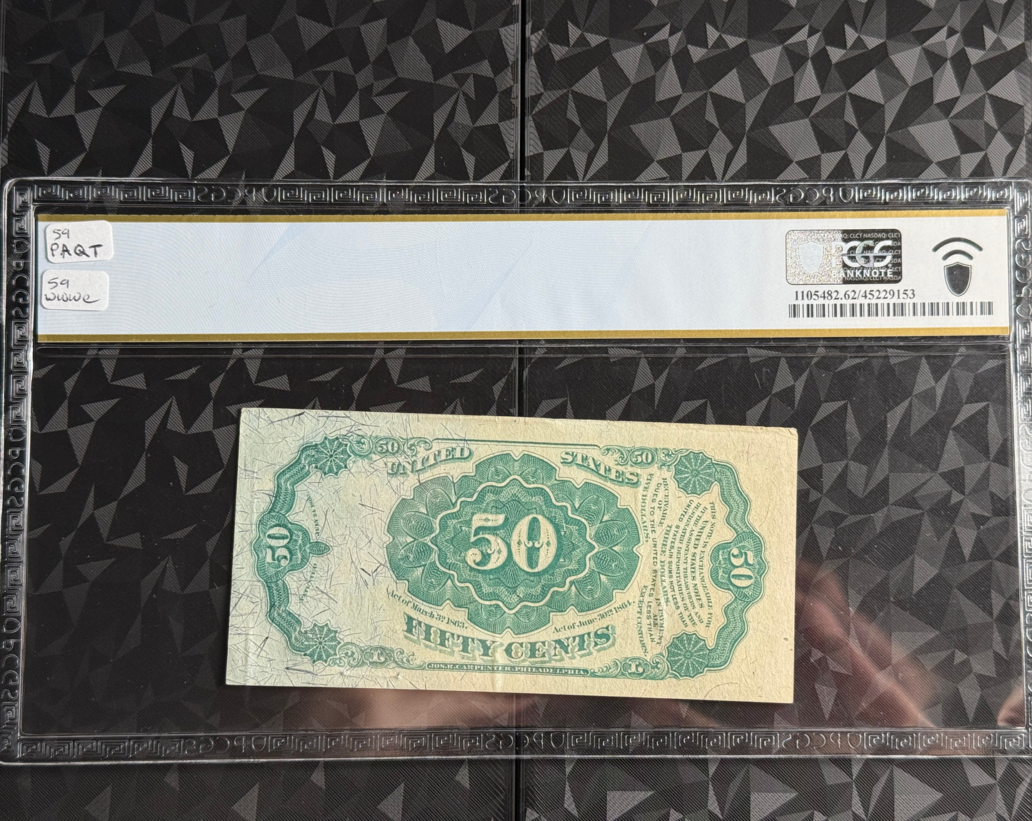 50 Cent Fifth Issue Fractional Currency Fr. 1381 Uncirculated PCGS 62