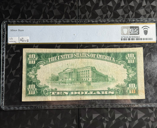 1929 Type 2 Fort Wayne, Indiana $10 National Currency Note PCGS 30 - 47