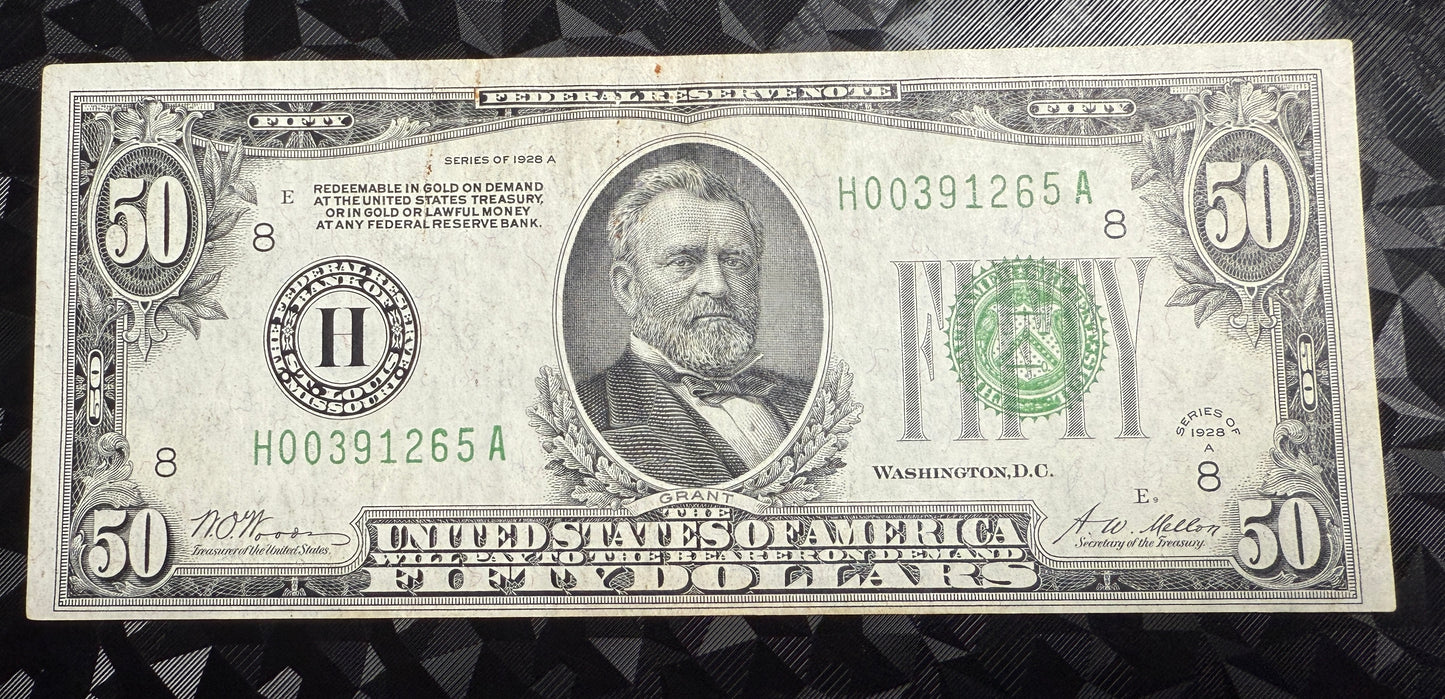 1928 A $50 Redeemable in Gold St. Louis