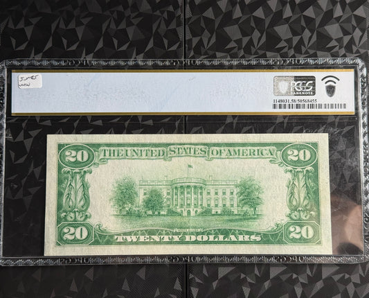 1929 Type 1 Milwaukee, Wisconsin $20 National Currency Note PCGS 58 PPQ