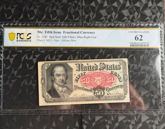 50 Cent Fifth Issue Fractional Currency Fr. 1381 Uncirculated PCGS 62
